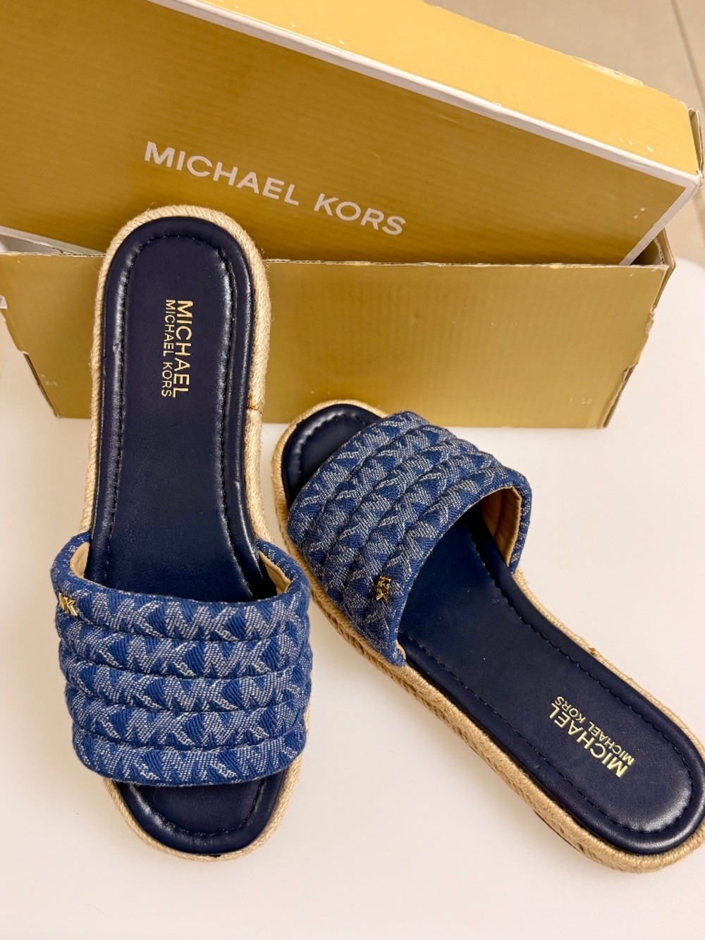 Michael Kors Royce Slides Denim sandals